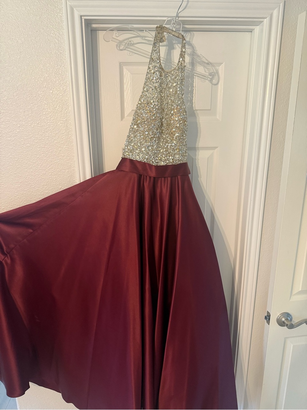 Formal Long Dress Burgundy/Silver